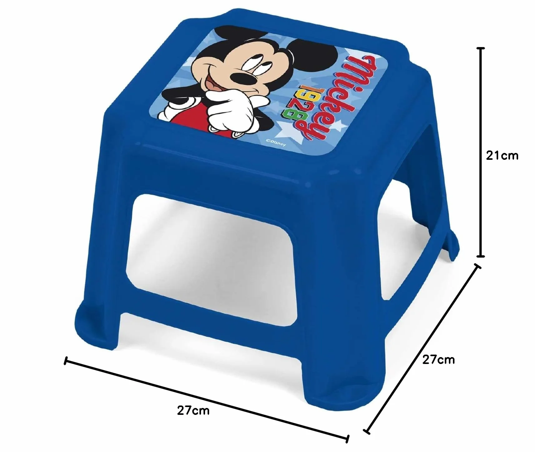 ARDITEX Taburete Bajo Infantil Apilable de Mickey Mouse, Asiento de Plástico para Niños, Resistente y Seguro para Sentarse o Subirse, Apto para Baño, Cocina, Habitación, 27 x 27 x 21 cm, Azul