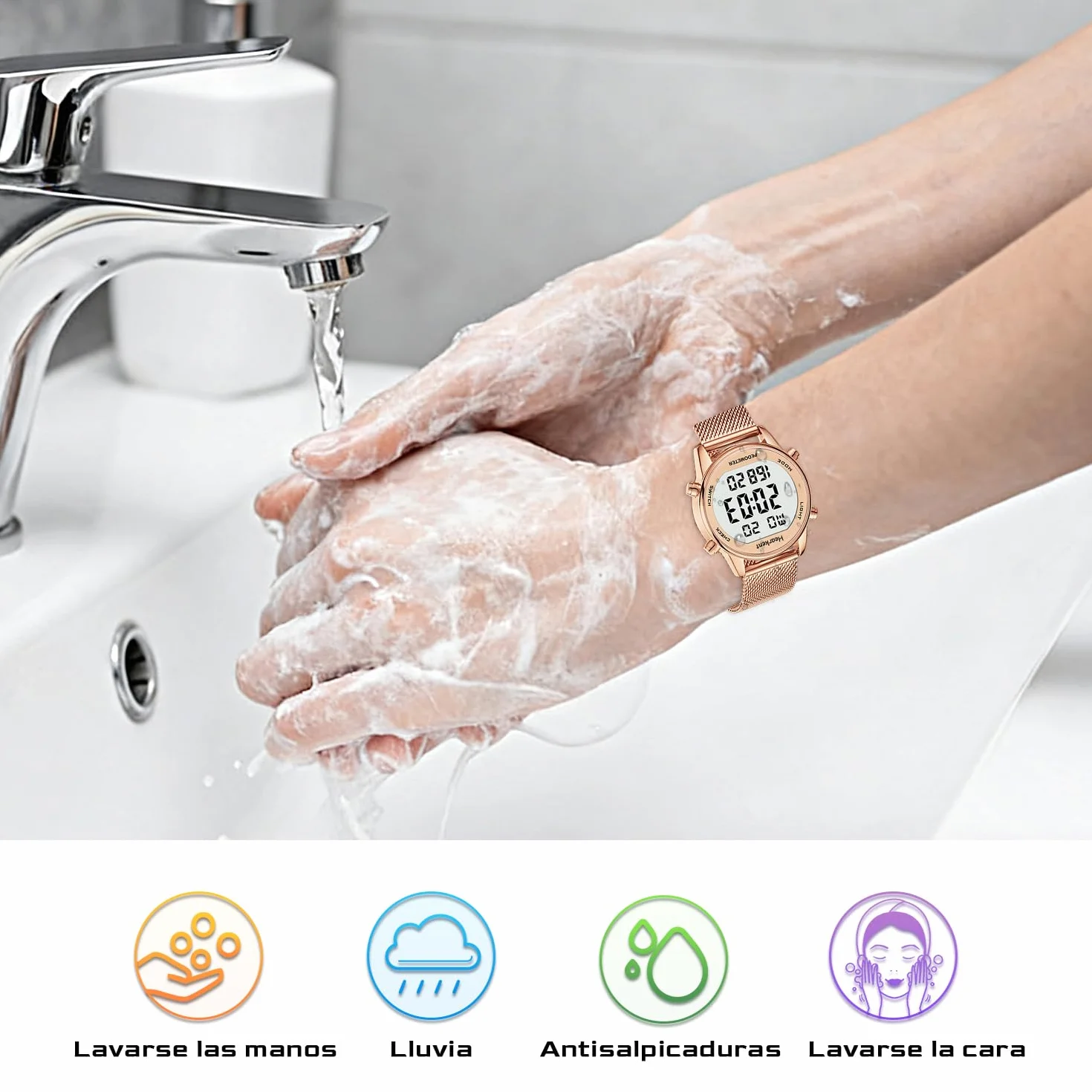 Reloj con podómetro para Caminar, rastreador de Pasos para Mujer con Contador de calorías, Reloj Deportivo Digital Resistente al Agua hasta 30 m, sin Necesidad de Cargar ni de Usar una aplicación