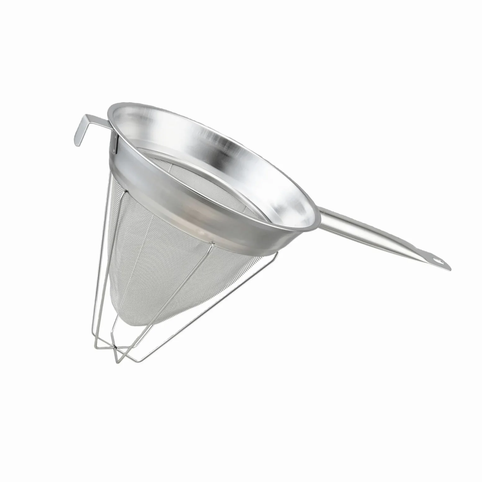 Colador cónico de acero inoxidable 304 con tapa larga de China, malla fina, tamiz para caldo de cocina, cocina, bebidas de club