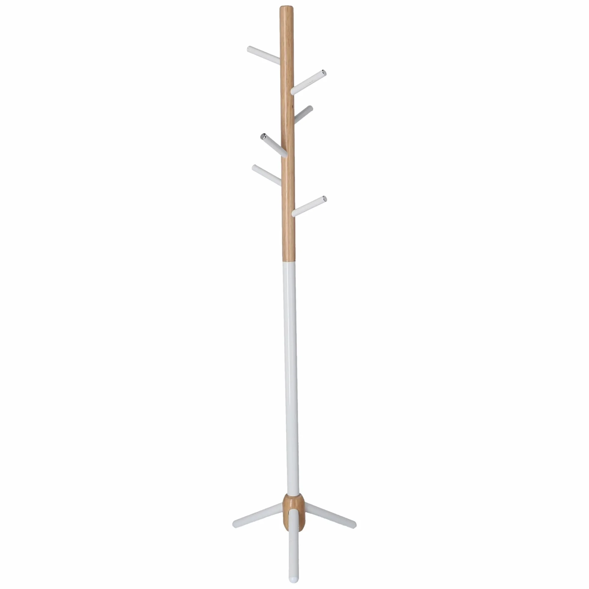 WELL HOME MOBILIARIO & DECORACIÓN Perchero Infantil Half de 6 Perchas, en Metal Blanco y Madera, 28x28x176 cm