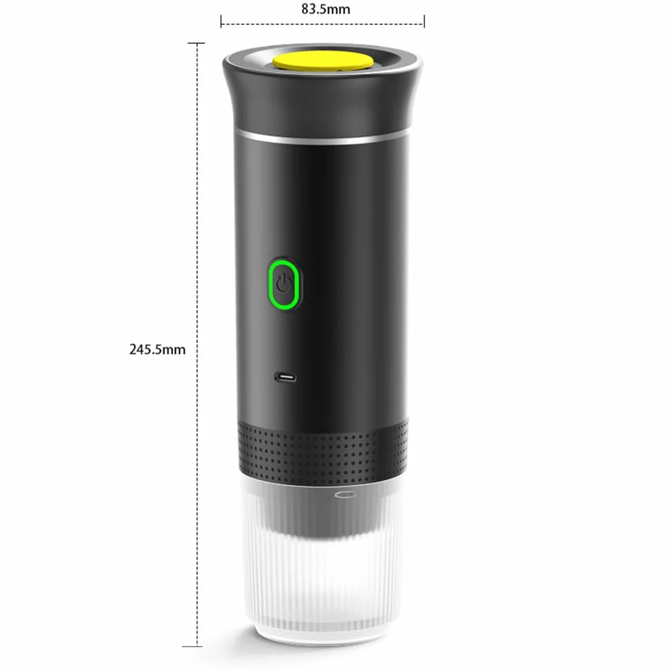 Cafetera inalámbrica portátil 3 en 1 para camping y viajes, batería recargable de 2500 mAh, máquina de café compacta para cápsulas/polvo, hogar, oficina, uso al aire libre (blanco)