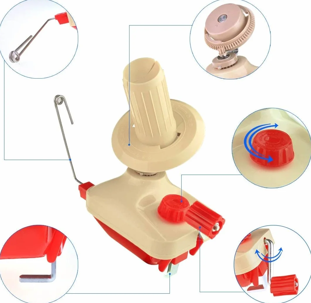 PIQIUQIU Hilo de bobina, bobinador de bolas, pinza de mesa, cierre portátil de bobinado de hilo manual, accesorios de costura, soporte de cuerda manual para uso doméstico
