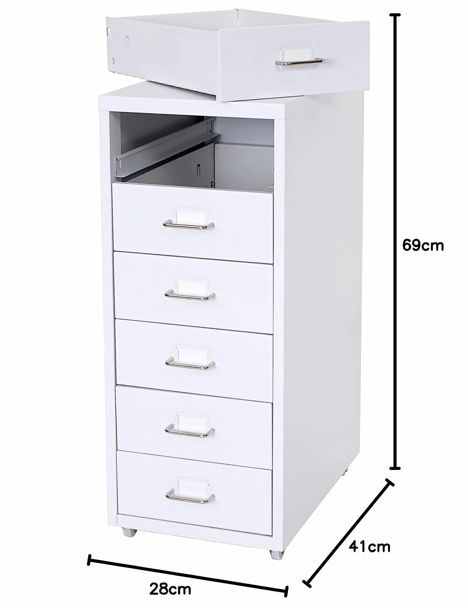 Mendler Boston T851AM - Cajonera Cajas de Almacenamiento (69 x 28 x 41 cm, 6 cajones), color blanco
