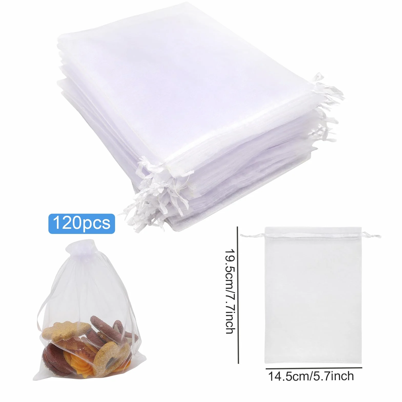 Bolsas de organza blancas, 50 piezas bolsas de organza con cordón 15 x 20 cm bolsas de organza uvas bolsas protectoras con cordón bolsas de regalo para joyas regalos dulces boda