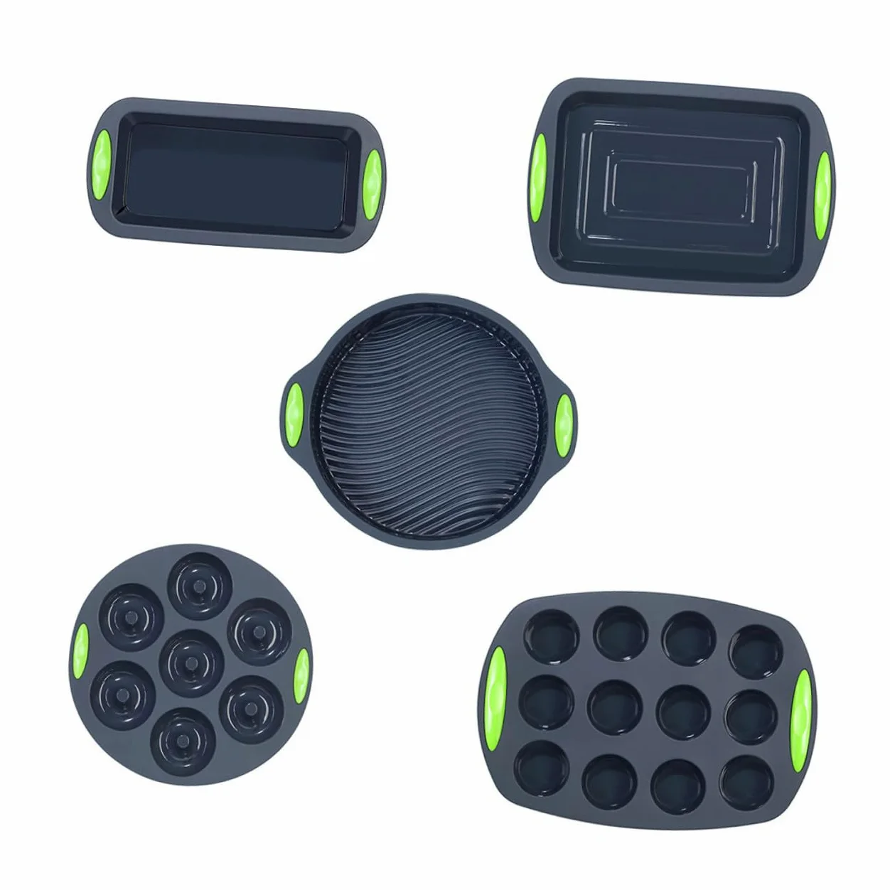 Molde de Silicona para Pastel 5 Piezas, Resistente a Temperaturas 40℃ a 240℃, Color Gris, Herramienta Práctica para Hornear DIY en Horno y Refrigerador, Utensilios Repostería