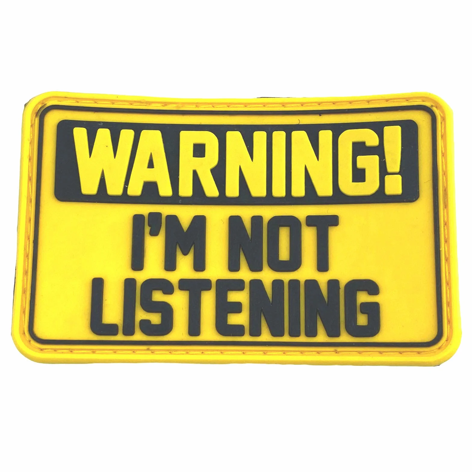 Parche táctico de PVC para airsoft, paintball, cosplay "Warning I'm Not Listening"