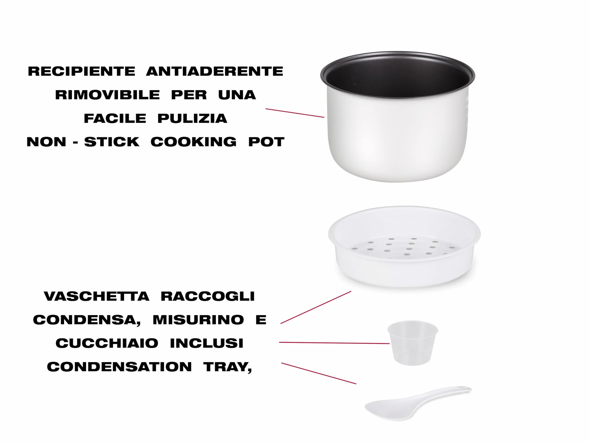 BEPER P101VAP002 Olla arrocera eléctrica con función de conservación del calor, capacidad de 625 g, revestimiento antiadherente, tapa con junta de silicona y bandeja para cocinar al vapor.