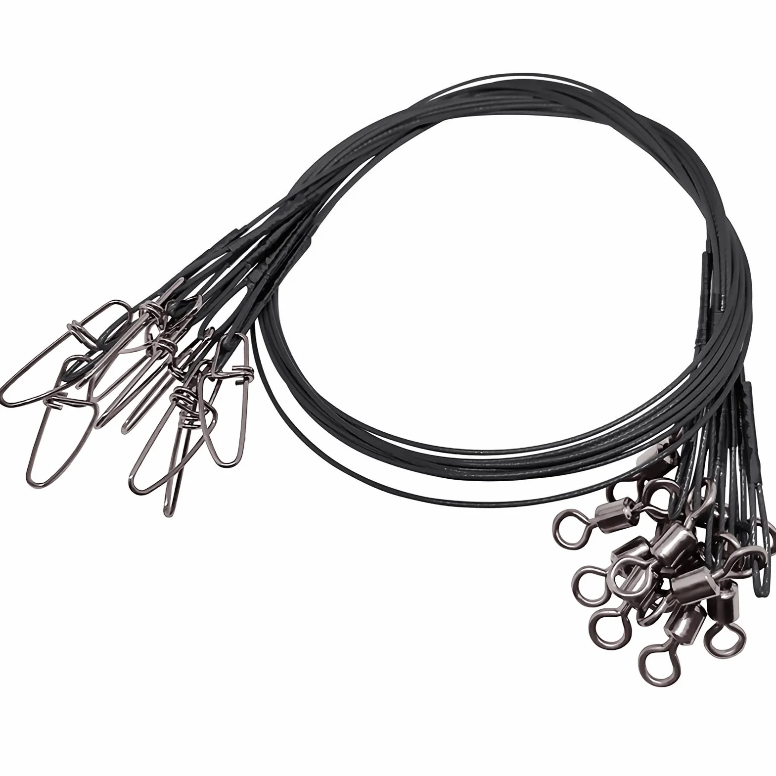 Alta Resistencia Kit de Líder de Pesca 20pcs 20inch 120lbs Aparejo Pesado Giratorio Agua Salada