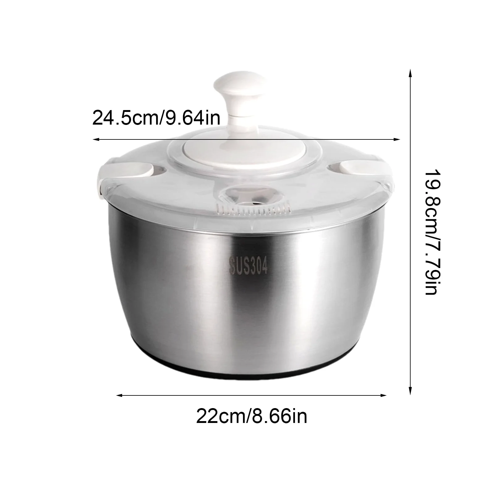 Centrifugador de ensalada grande – Ensalada giratoria de verduras | Arandela de acero inoxidable con mango giratorio, verduras y batidora para lavar y secar frutas y verduras