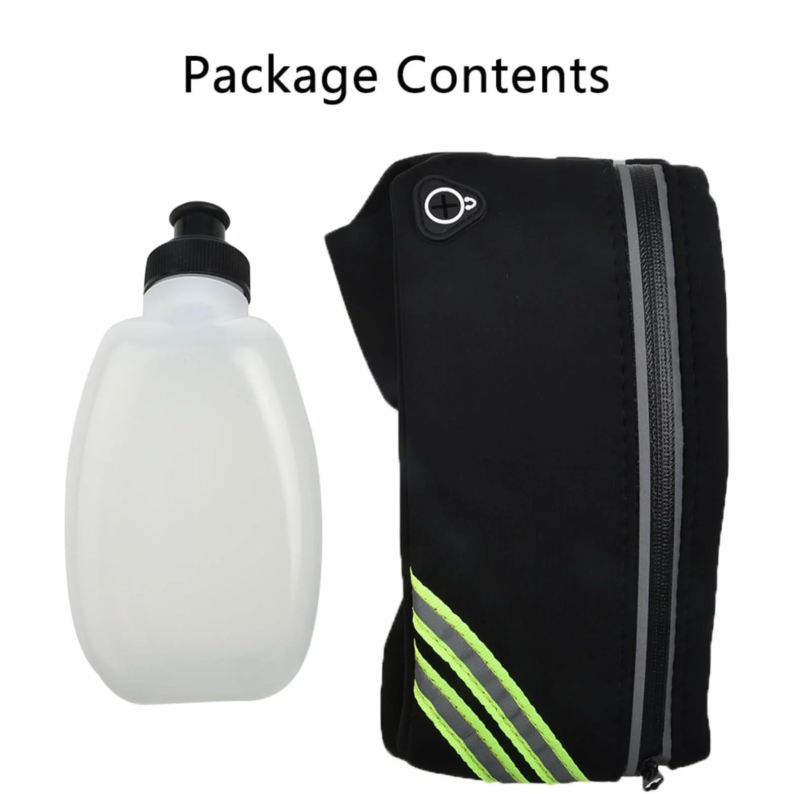 Cinturón ajustable para correr con botella de 10 onzas, riñonera a prueba de sudor para fitness, trotar y gimnasio (negro)