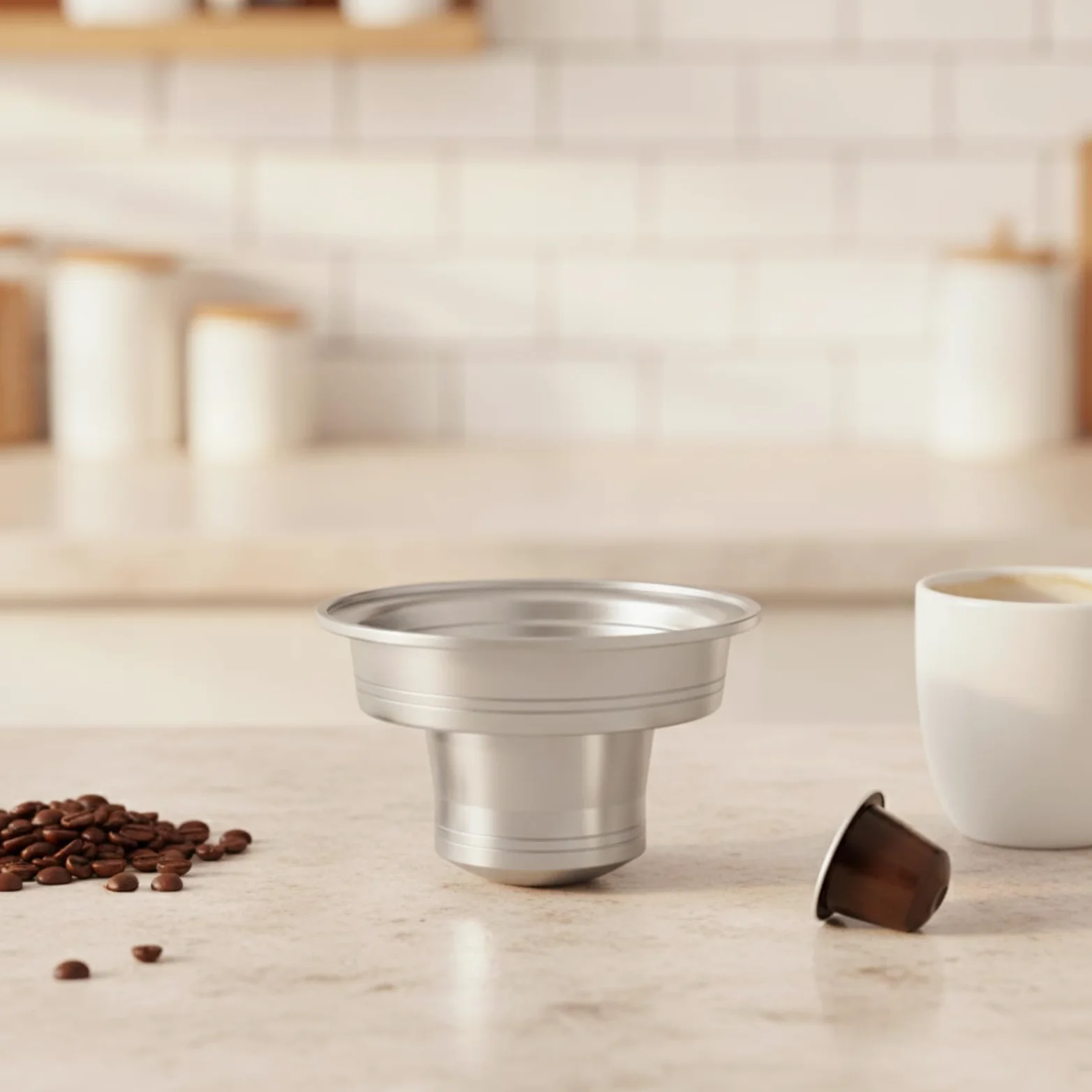 Adaptador de Cápsulas de Café para Cafetera Adaptador para Máquina de Bebidas Inserto de Cafetera Rígido Accesorio de Espresso Reemplazable Acero