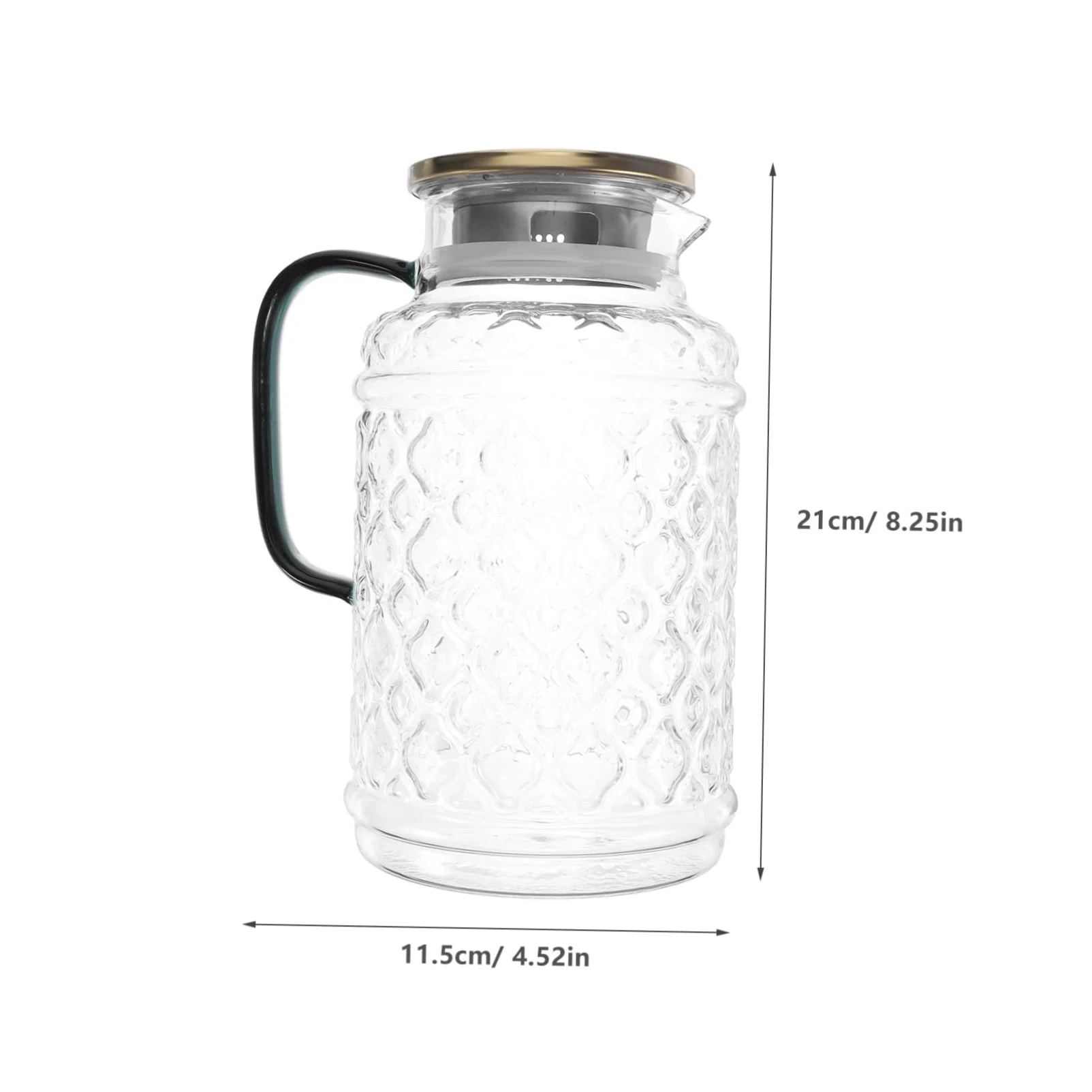 VALICLUD Jarra de Agua de Vidrio con Tapa de Madera 1,7 L Vidrio Grueso Resistente para Bebidas Frías y Calientes Uso Doméstico Familiar