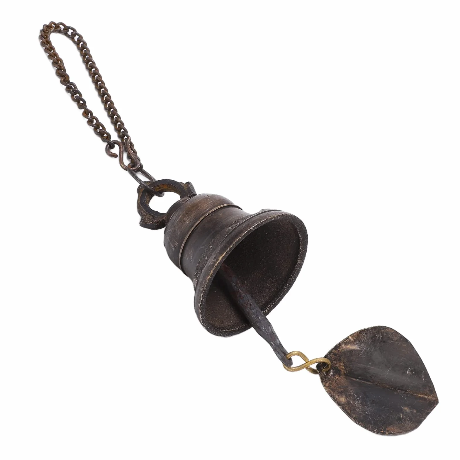 Campana de Cena de Cobre nepalí Hecha a Mano con badajo de Hierro Fundido, Campana Colgante de Gran Volumen para Puerta, Cerca o Pilar, carillón Decorativo para Cocina, casa de CAM