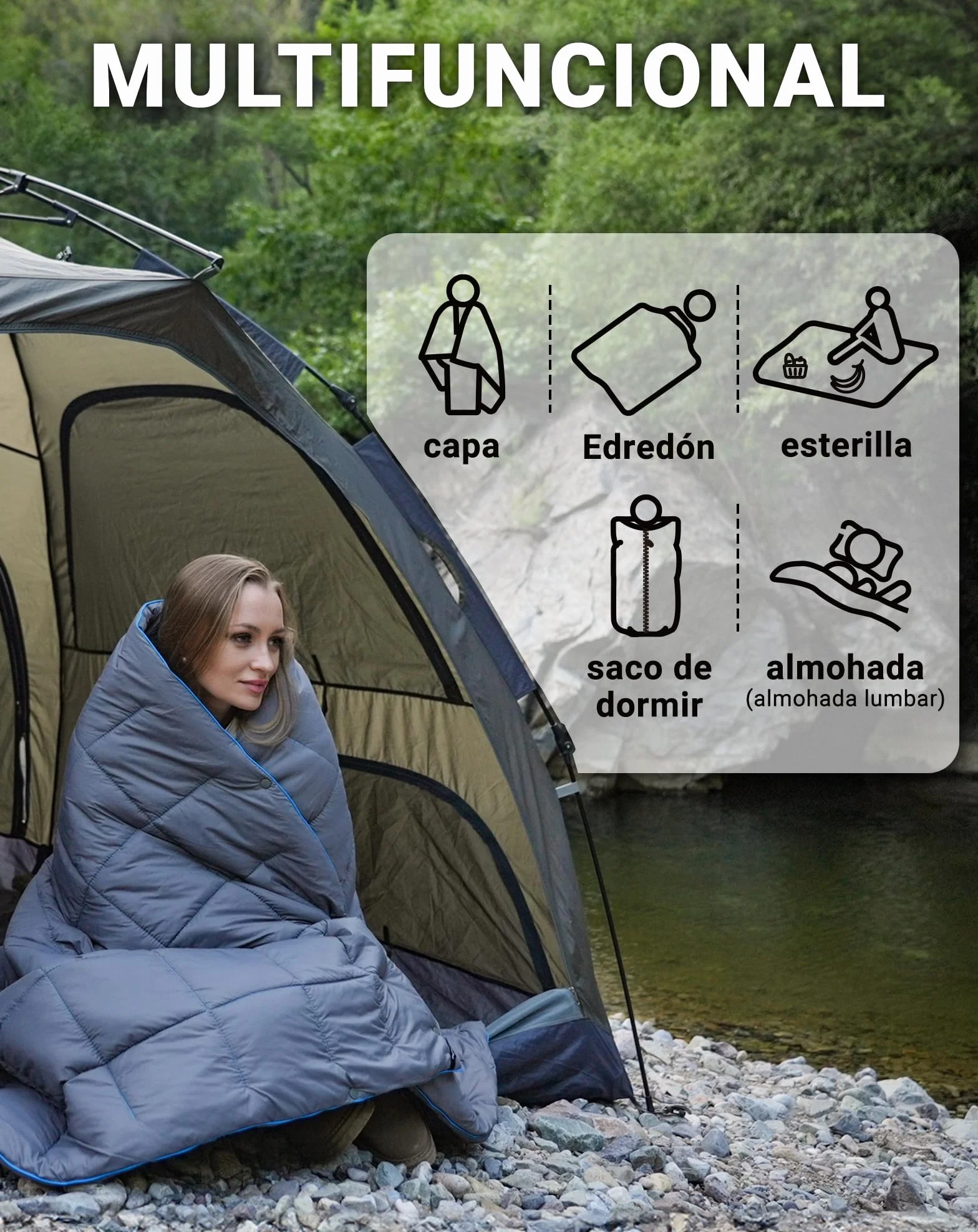 KingCamp Manta de Camping Ultraligera Cálida Impermeable con Bolsa de Transporte