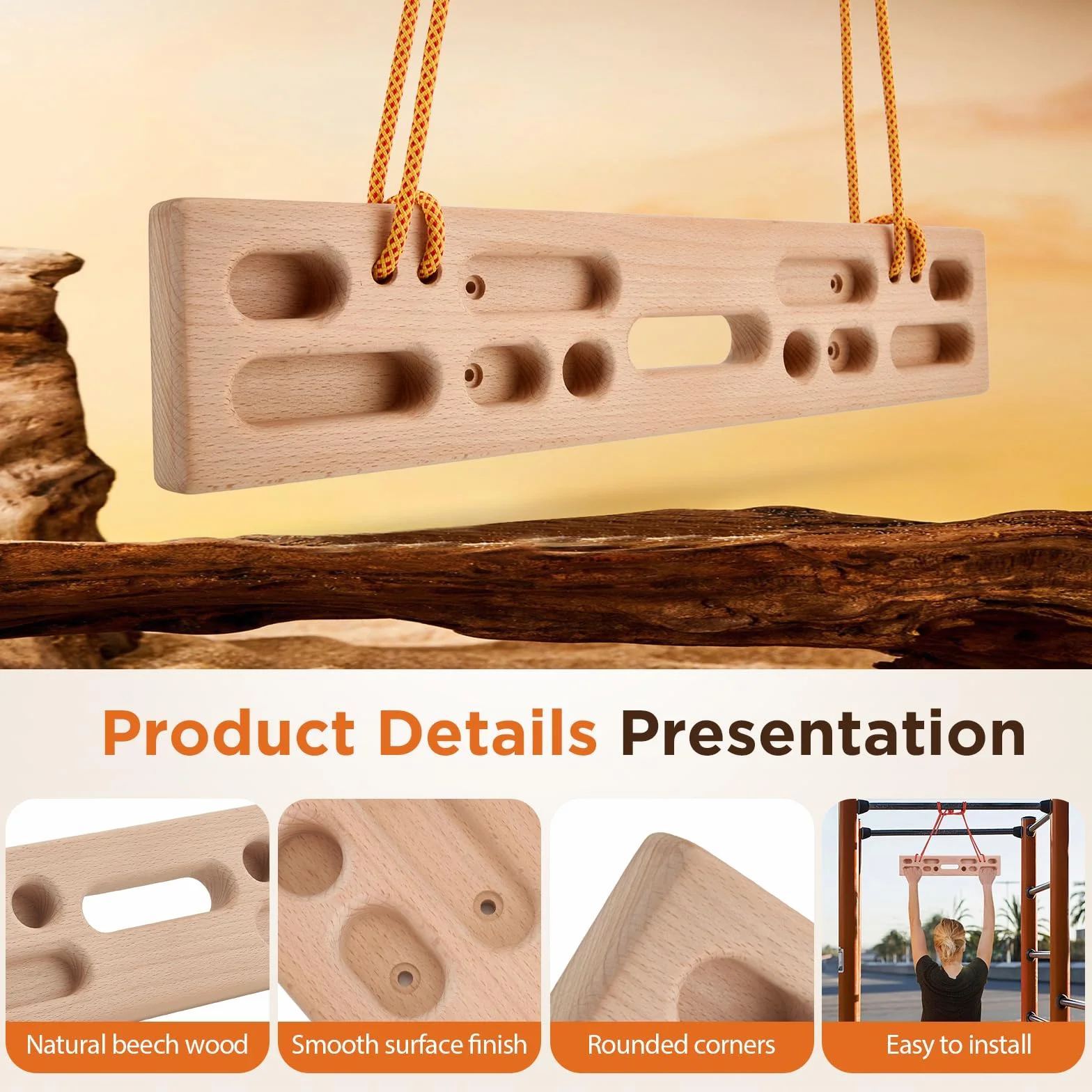 Hangboard para escaladores, tabla de escalada portátil, entrenamiento de fuerza de dedos