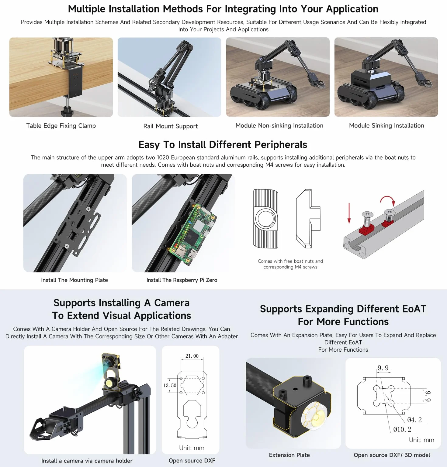 Waveshare Desktop Robotic Arm Kit-Lightweight Strong Load 4-DOF Support Expansion & 2nd Development ESP-Now Wireless Control Support Multi Upper Computers & ROS2, Open Source & Rich Learning Material