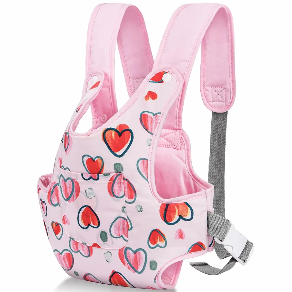 Aolso Portabebés para Muñecas 14-18 Pulgadas, Portador de Transporte para Niños, Juguetes de Juegos de Rol 1+ Año Rosa