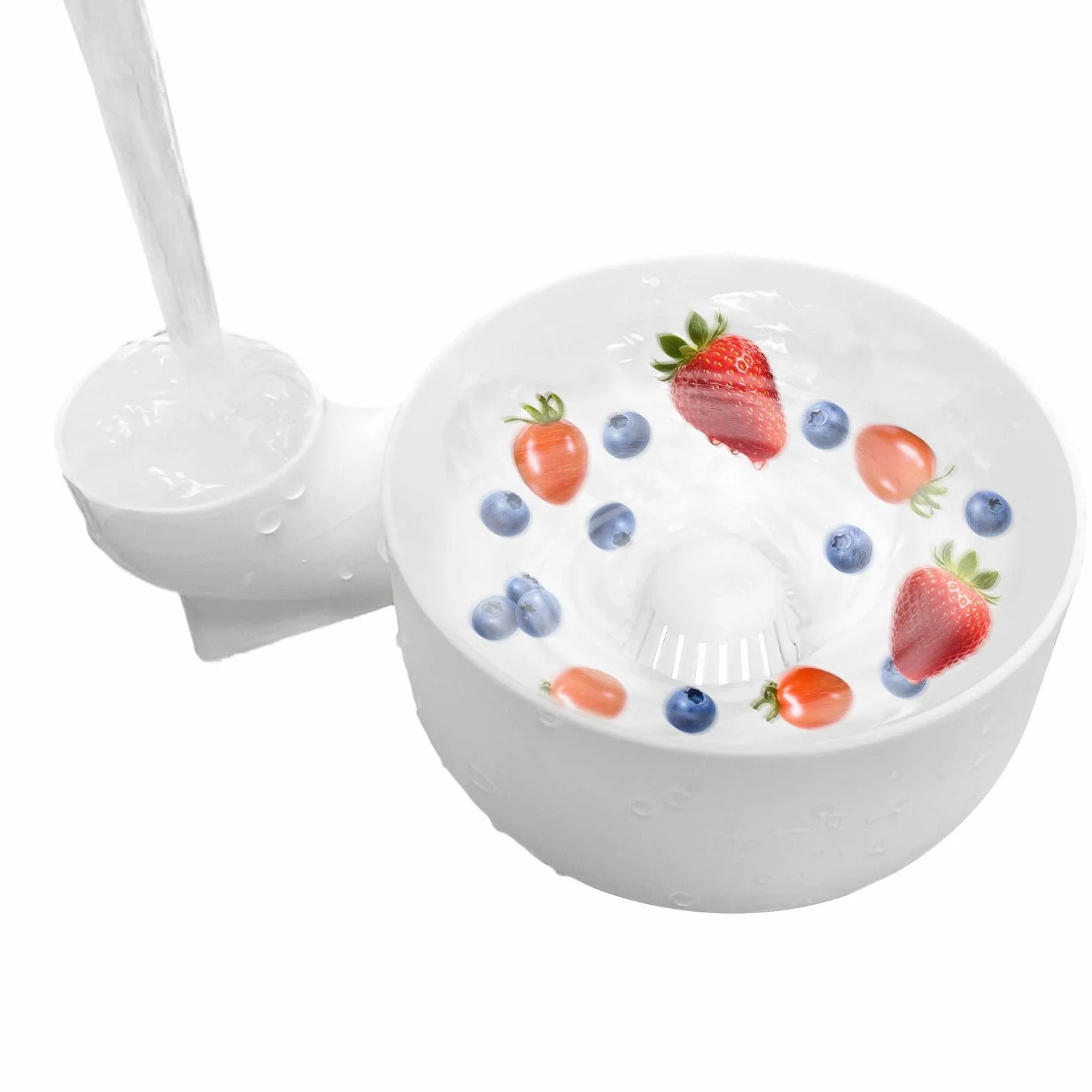 Genérico Limpieza Automática Cuencos Bayas, Colador Cuencos Bayase Pequeños Giratorios, Limpieza Escurridor Fresas Frutas Rápida, Cuenco Lavado Bayas con Orificio Drenaje, para Utensilios Cocina