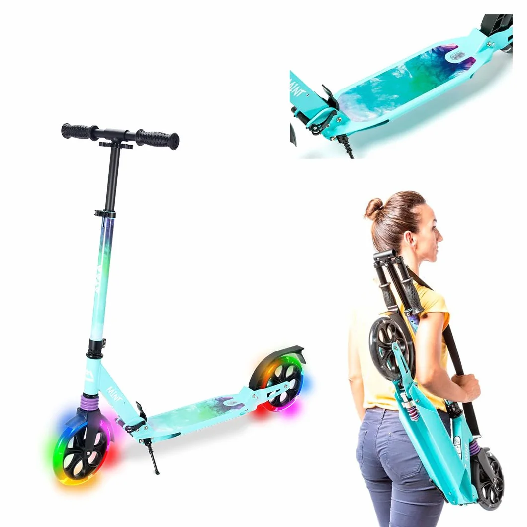 Patinete Urbano Plegable con Ruedas 200 mm Doble Suspension Manillar Ajustable