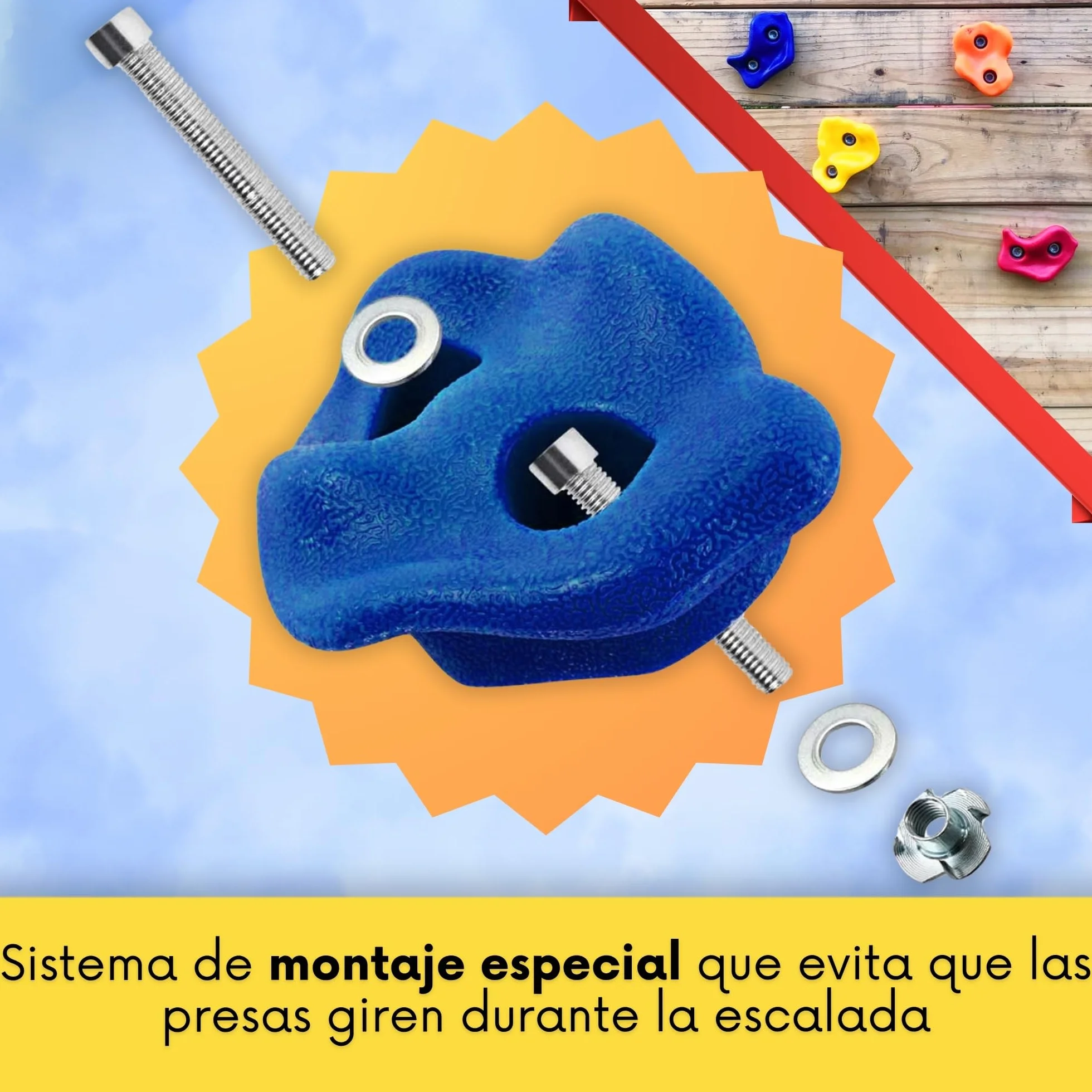 SPRINGOS Juego de 10 agarres de escalada con material de fijación