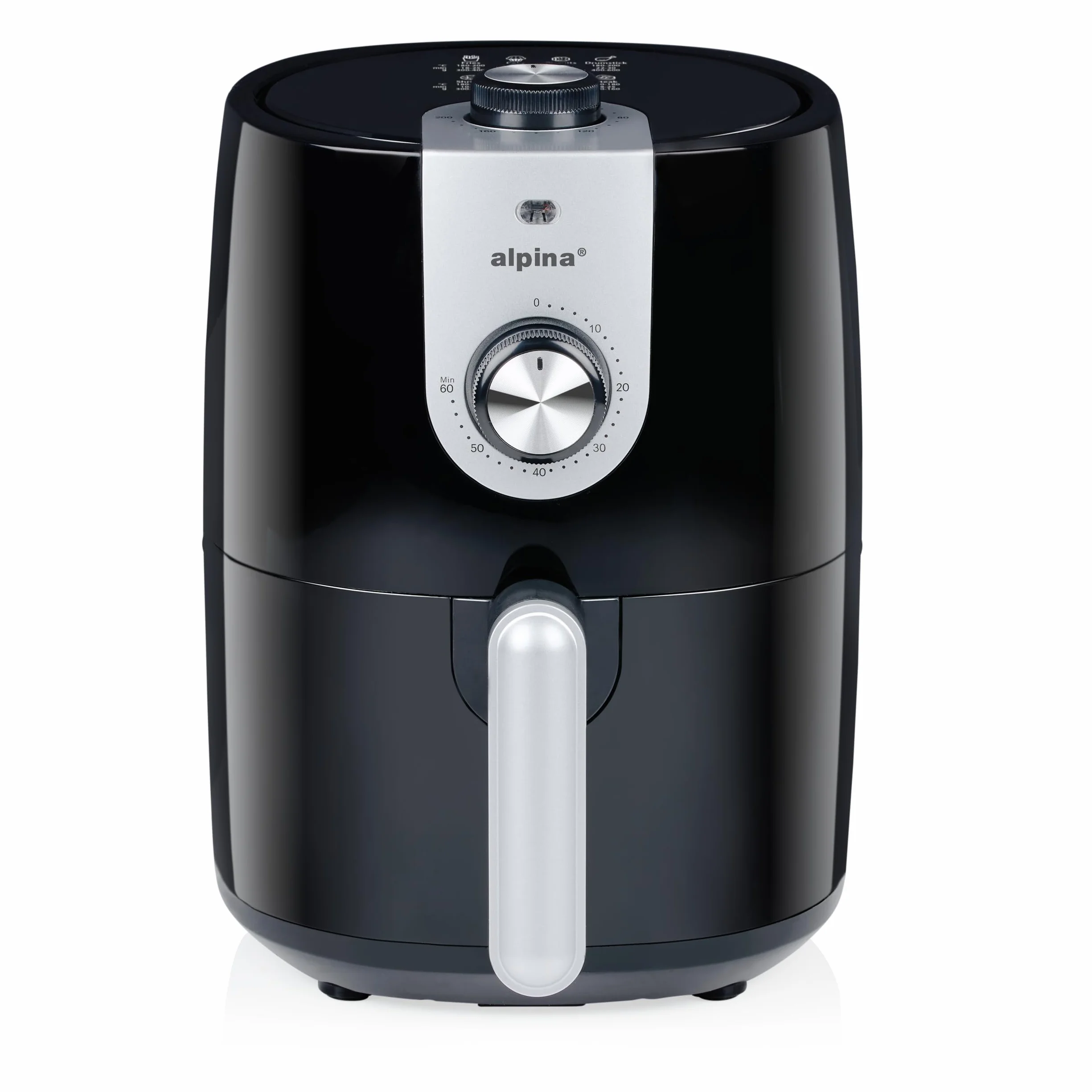 alpina Freidora Aire 2L - Air Fryer Adecuada para 2 a 3 Personas - Freidora sin Aceite con Temporizador y Temperatura Ajustable - Plástico - Negro