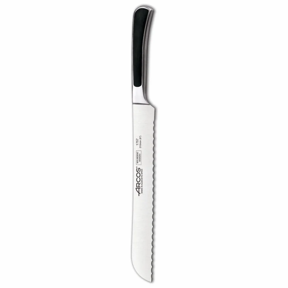 Arcos Saeta - Cuchillo Panero - Hoja de Acero Inoxidable Forjado Nitrum de 210 mm - Mango de Pom - Color Negro