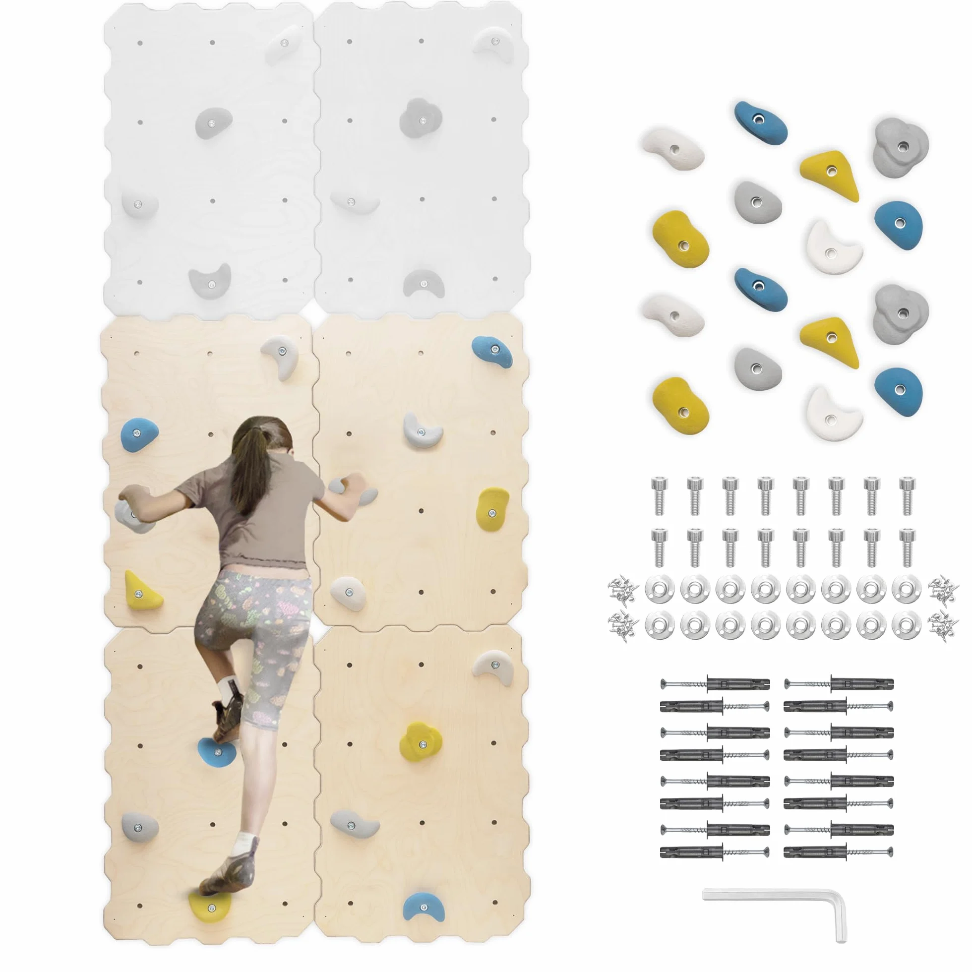 MAMOI® Muro de Escalada Infantil, Estructura Interior con 16 Presas, Kit de Montaje