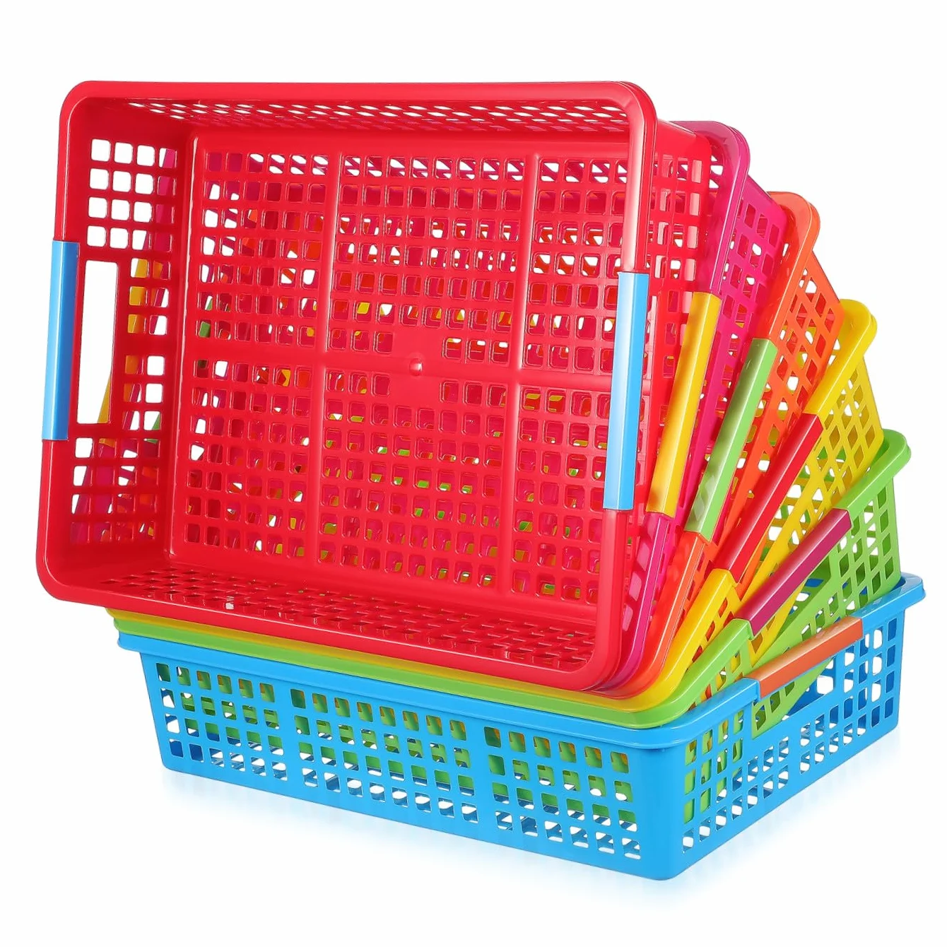 Cabilock 6 Piezas Cestas de Almacenaje para Escritorio Plástico Organizador para Aula Hogar y Oficina Apilable y Duradero