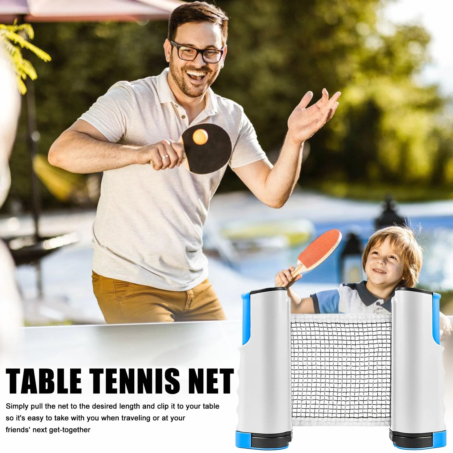 GBKDQQ Red de ping pong extensible 175 cm con pinzas ajustables
