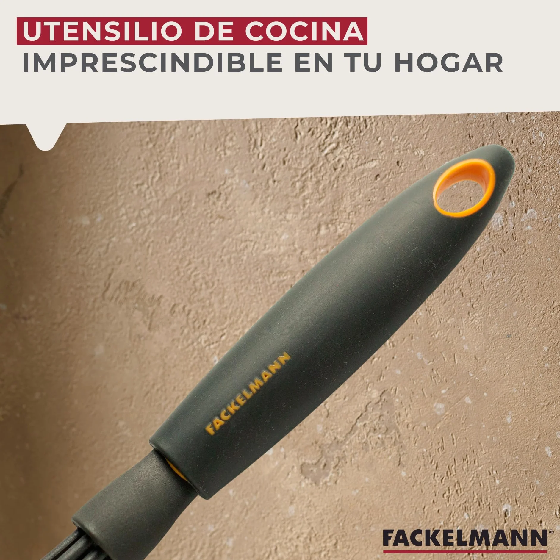 Fackelmann Soft Batidor Manual de Varillas, Nylon resistente hasta 220ºC y Mango Suave y Antideslizante de Polipropileno, Diseño Ergonómico, 29x7cm, 1 ud.
