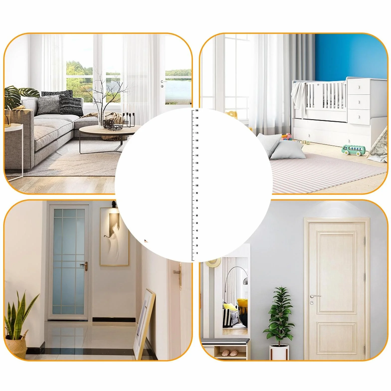 Adhesivo de pared regla de altura negra para niños decoración cinta métrica habitación infantil escuela