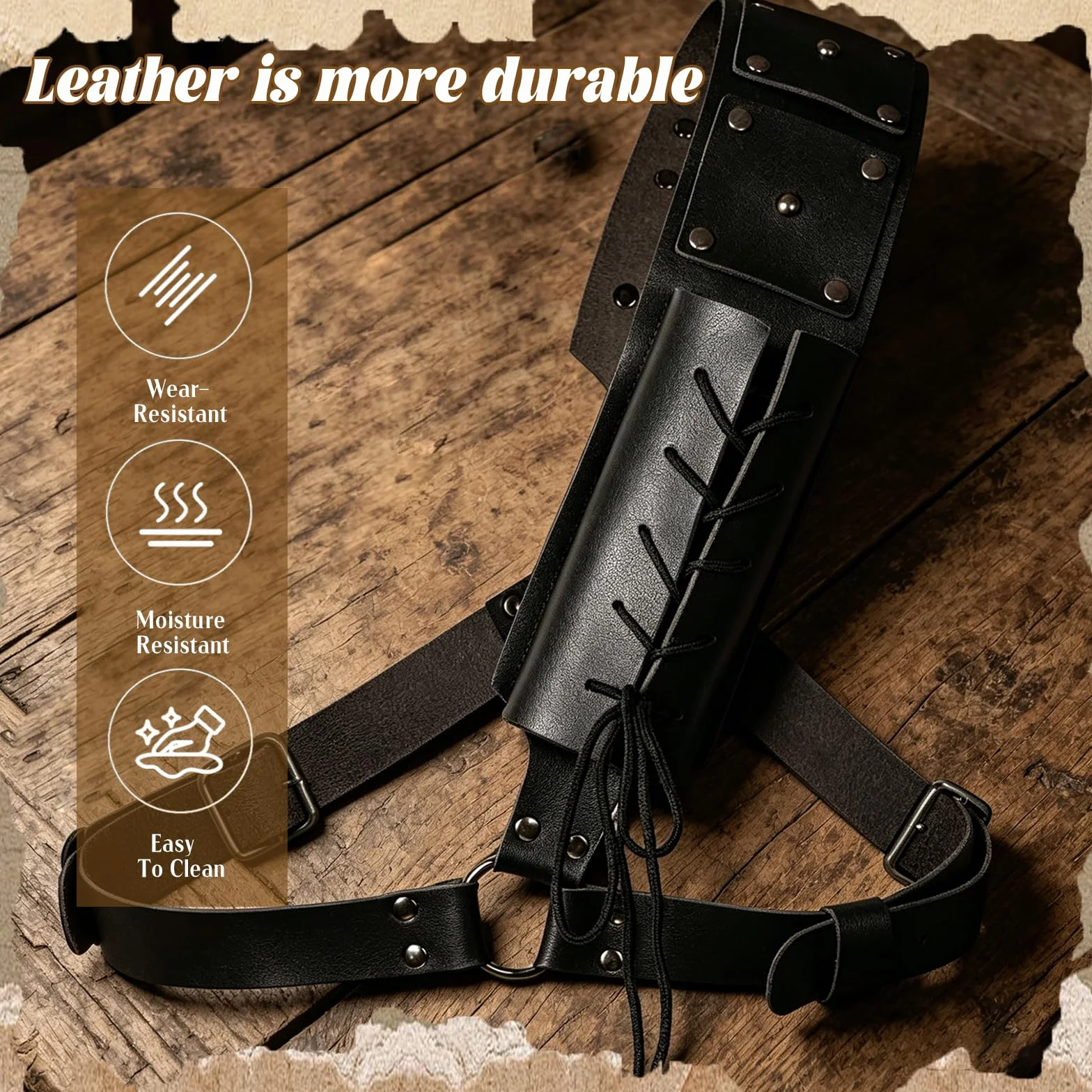 Funda Medieval para Espada, Cinturón Ajustable de PU Sólido Negro para Katana