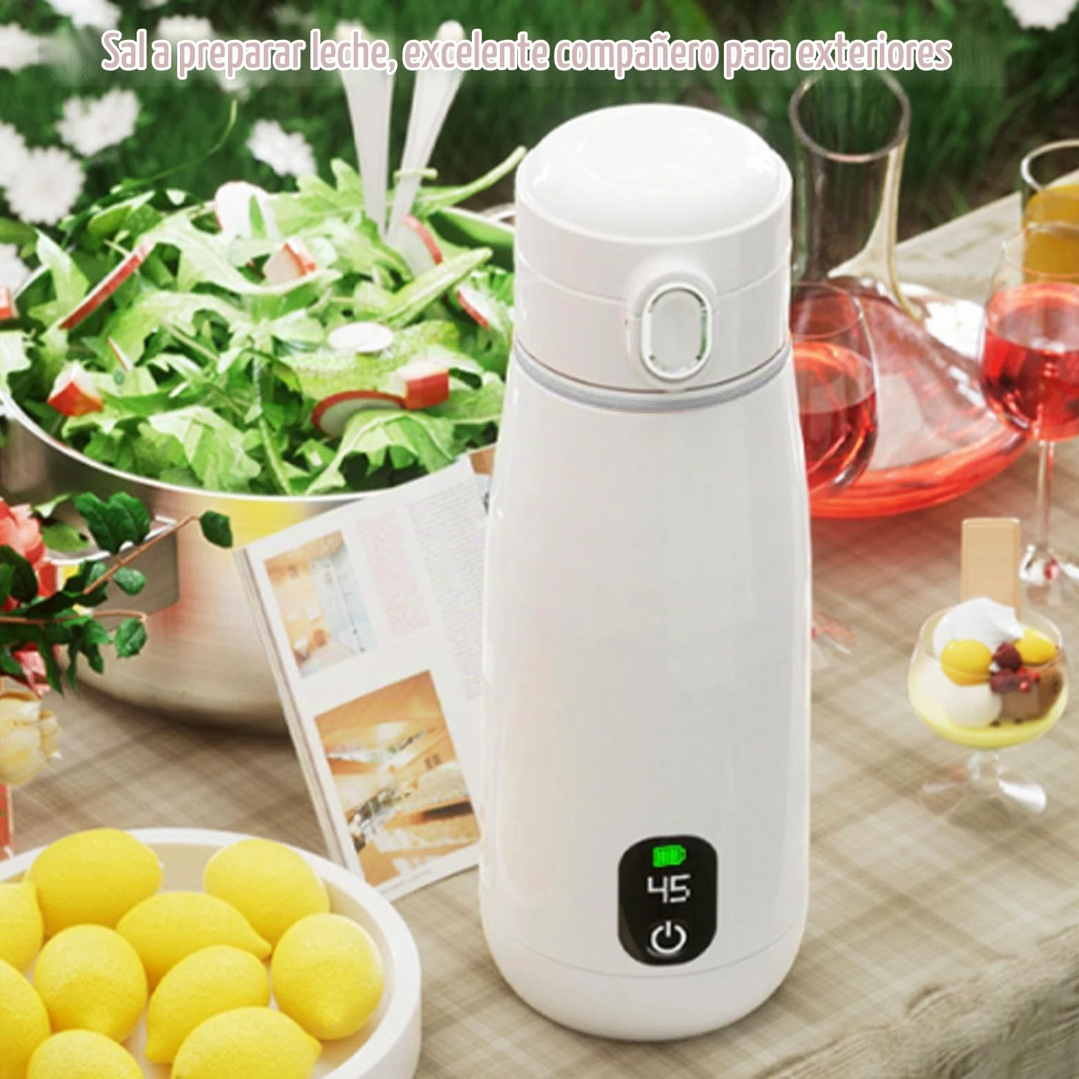 Hervidor Eléctrico de Viaje, Acero Inoxidable 316, Calefacción Inalámbrica Recargable por USB, Caldera de Agua Caliente Portátil de 350 Ml con Aislamiento Térmico, para Camping