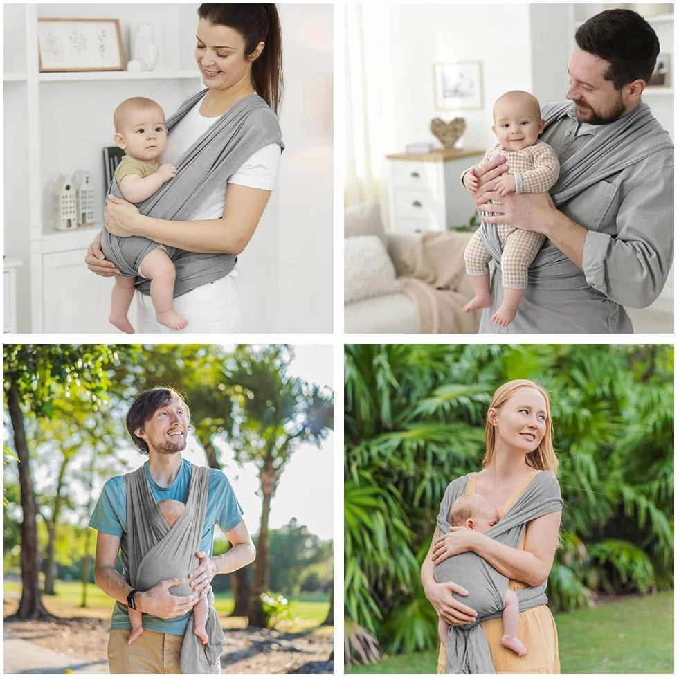 Portabebés Ergonómico Ajustable para Bebés hasta 15kg, Multifuncional Respirable, Manos Libres (Gris Claro)