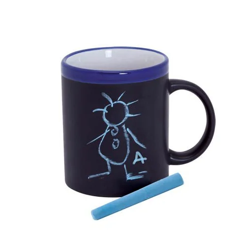 DISOK Lote de 20 Tazas Pizarra Cerámica Ideales para Desayuno, en Caja de Regalo. Tazas Infantiles para Colorear