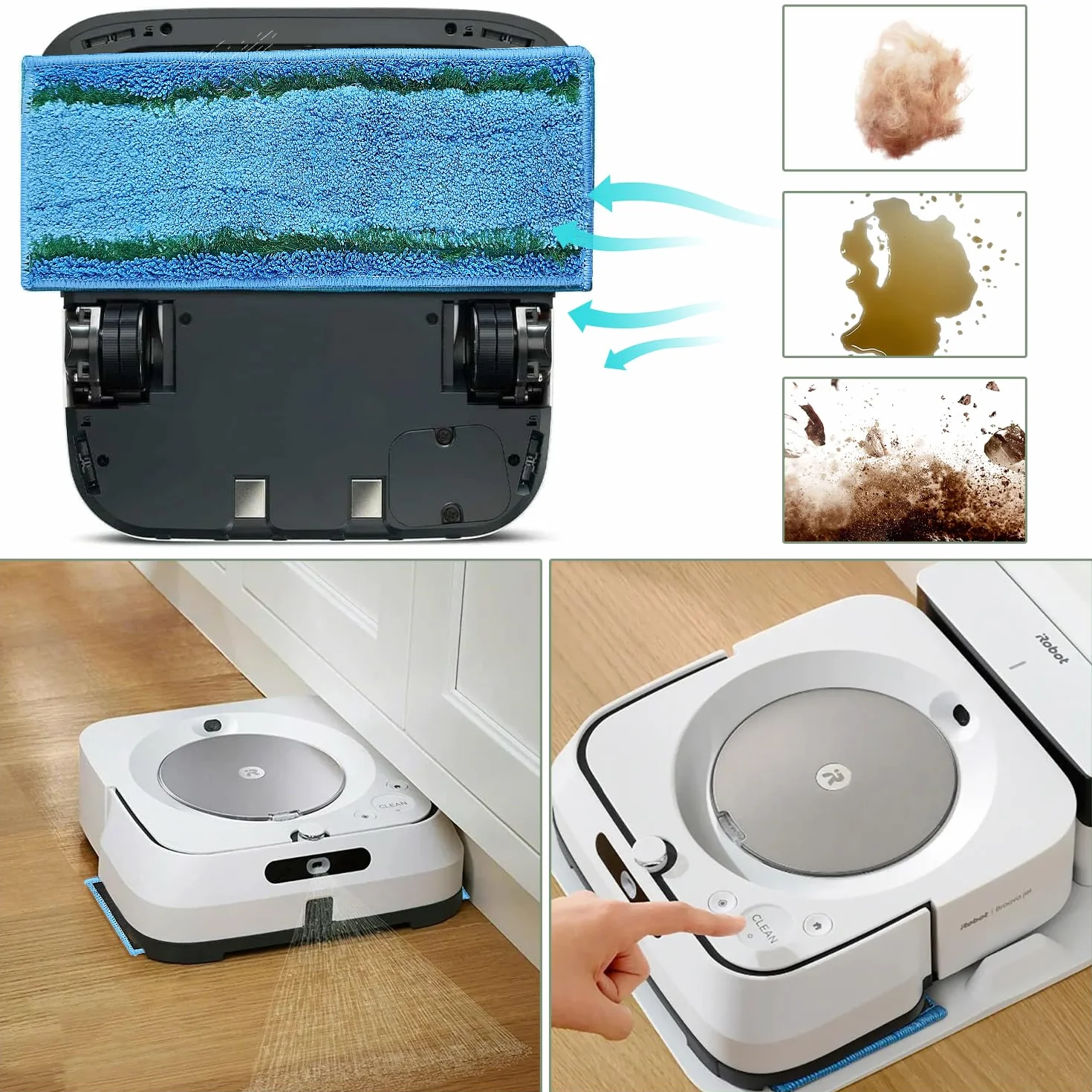 10 Piezas PañOs De Recambio Mopa Lavables para Braava Jet M6, Almohadillas De Mopa En Microfibre RéUtilisables, HúMedas Toallitas De Limpieza pour Diferentes Suelos