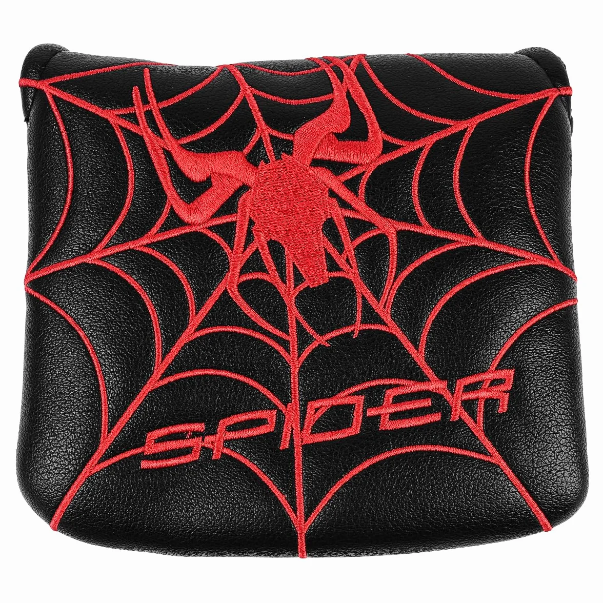 Funda para cabeza de palo de golf, bordado de araña negra y roja, magnética, poliuretano, 12 x 13 cm