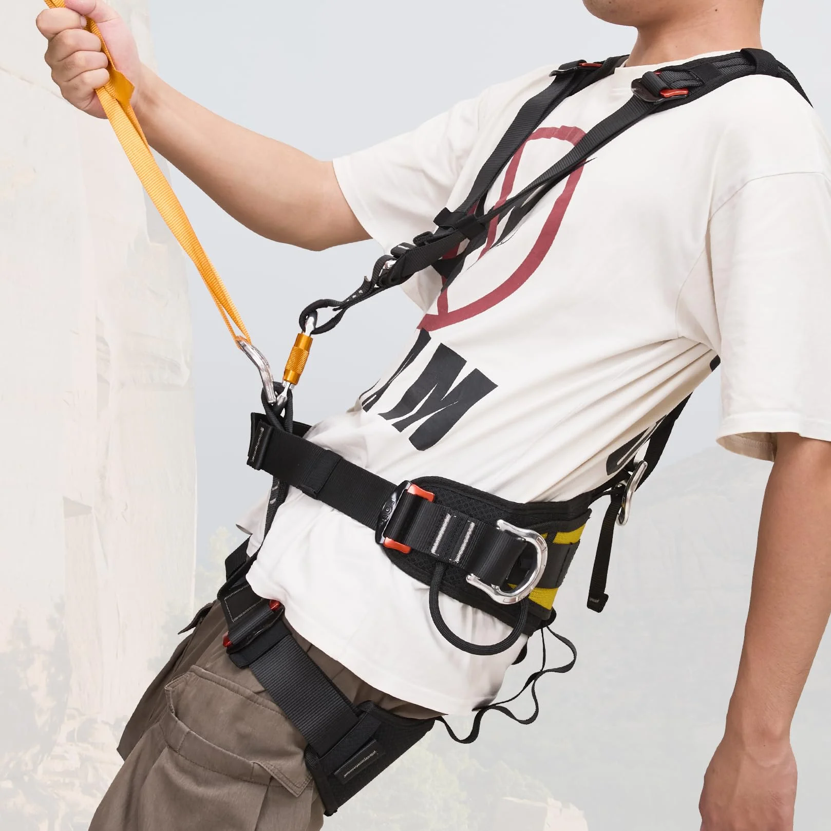 Arnés de Seguridad de Medio Cuerpo Nylon Negro Talla Universal para Construcción y Escalada