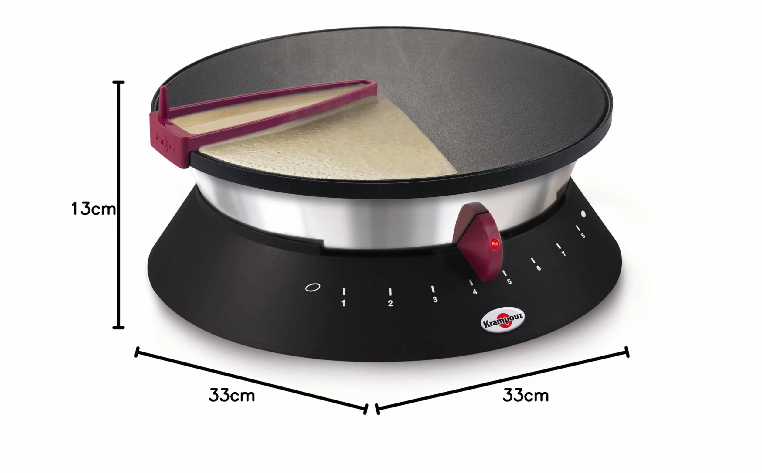 Krampouz CEBPF2BO - Crepera, 1250 W, diámetro de 33 cm, color negro