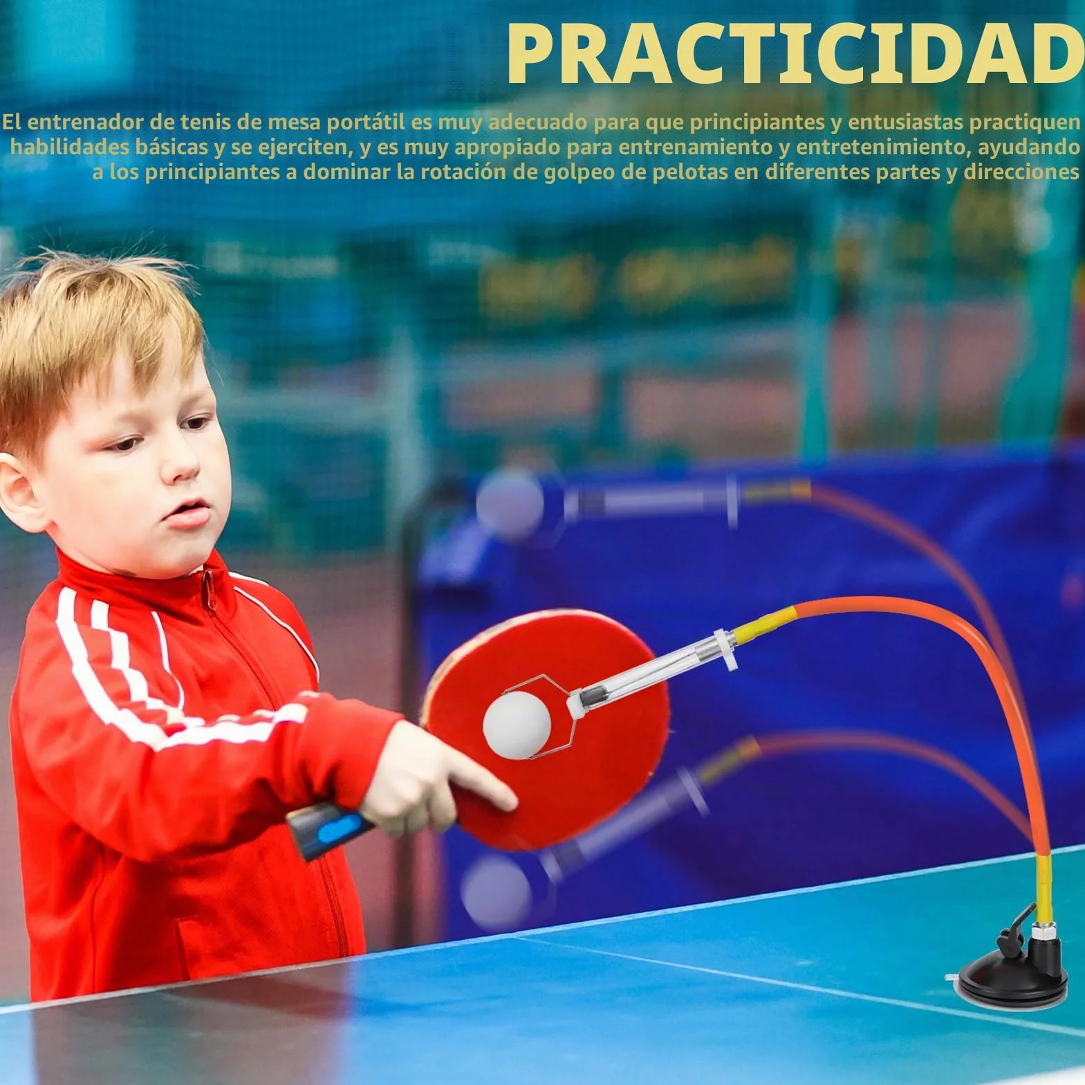 Entrenador De Tenis De Mesa, Dispositivo De Entrenamiento De Ping Pong De PVC Entrenador De Tenis De Mesa Ajustable Equipo De Pelotas De Ping Pong Entrenamiento Con Ventosa Para Jugador Tenis Mesa