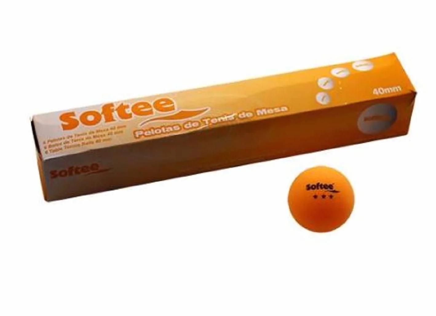 Softee ping pong pelotas 6 unid Naranja