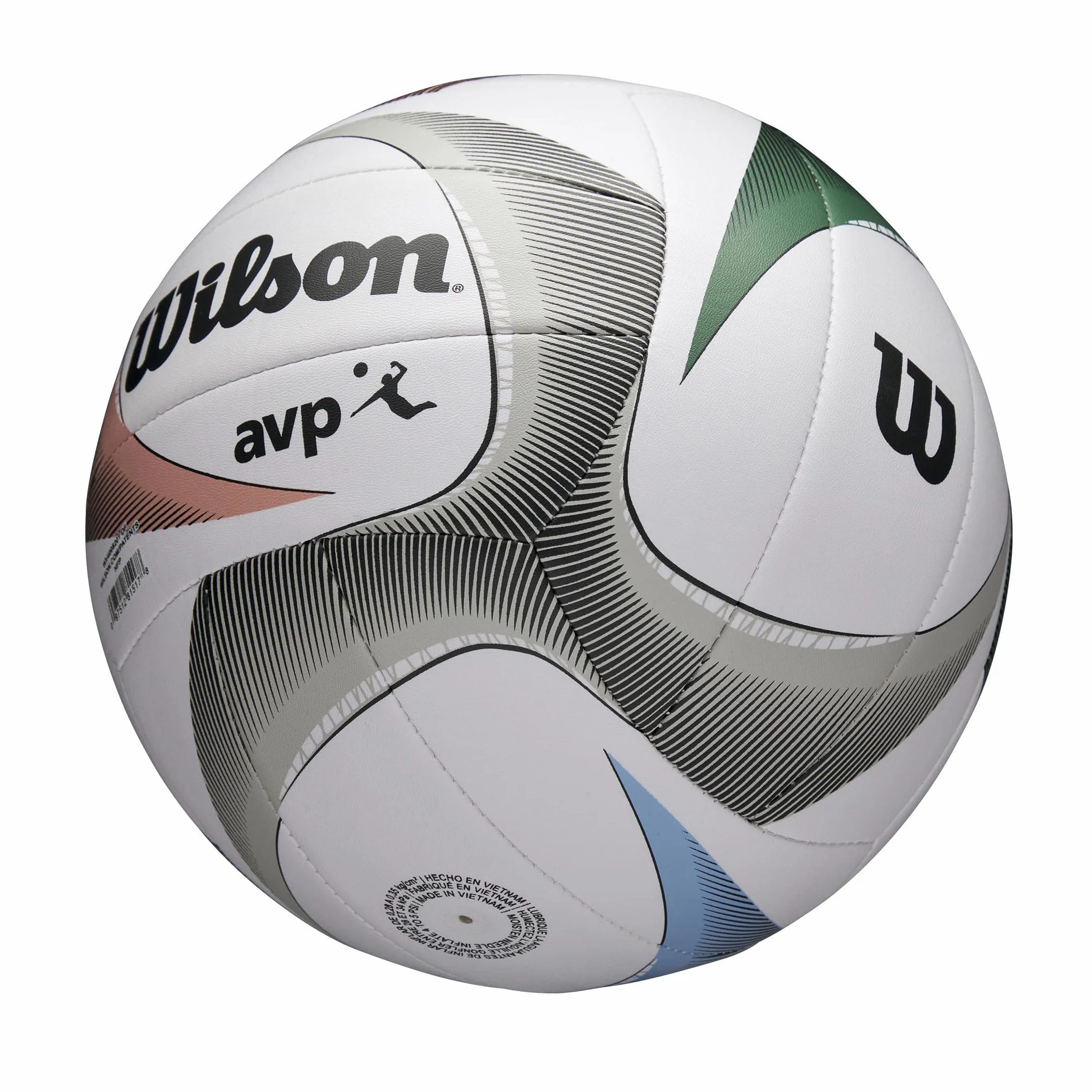 Wilson Balón de Baloncesto AVP PX Tamaño Oficial Blanco/Azul/Verde TPU Sostenible