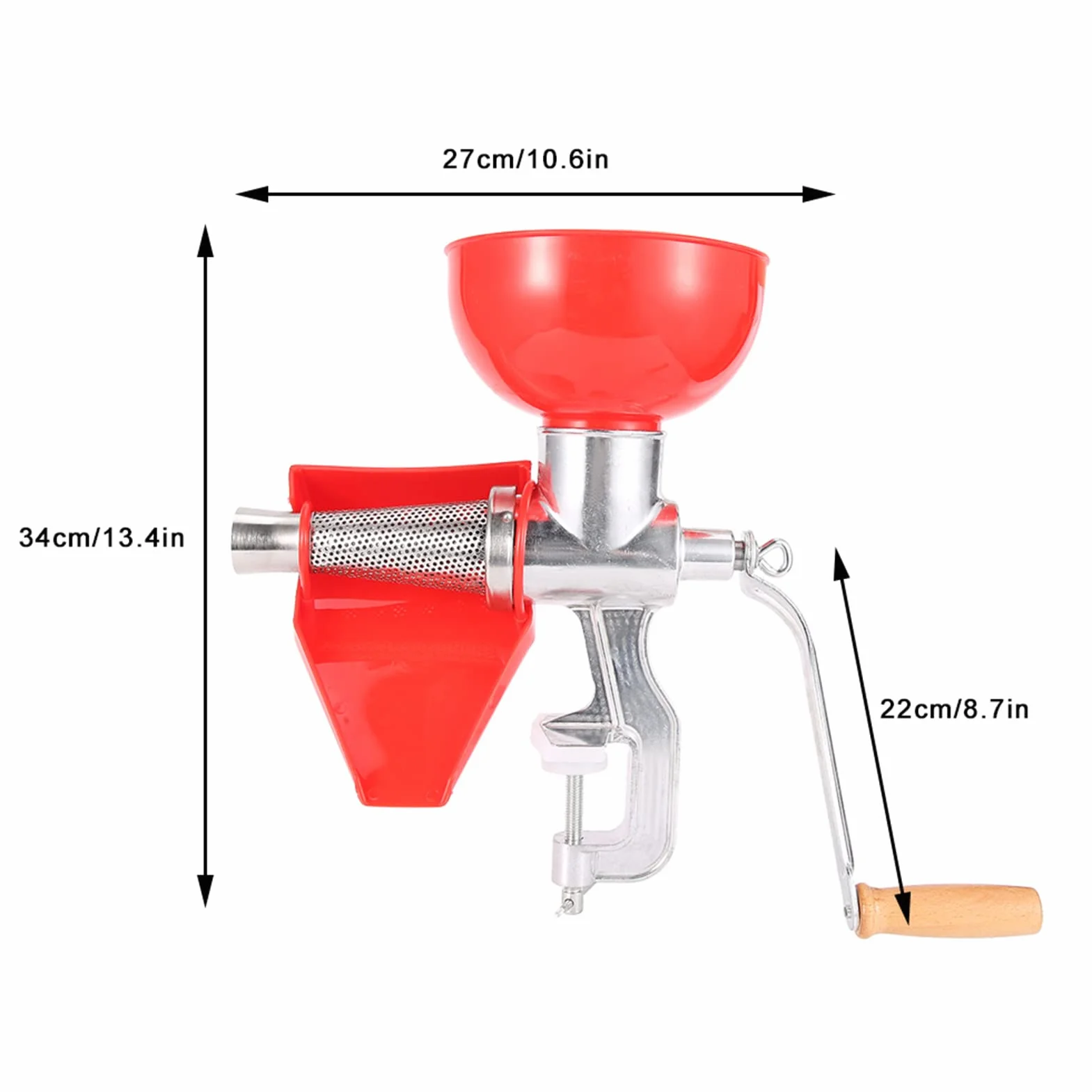 Exprimidor de Tomate de Gran Capacidad, Filtro de Acero Inoxidable, Separador de Cáscara y Semillas