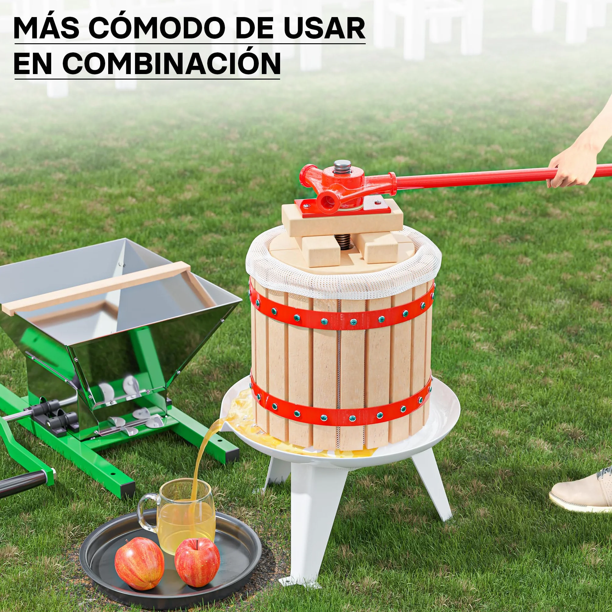 WilTec Prensa de Frutas Bayas y Mosto de 12L + triturador de Frutas y Bayas de 7L Elaboración de Bebidas