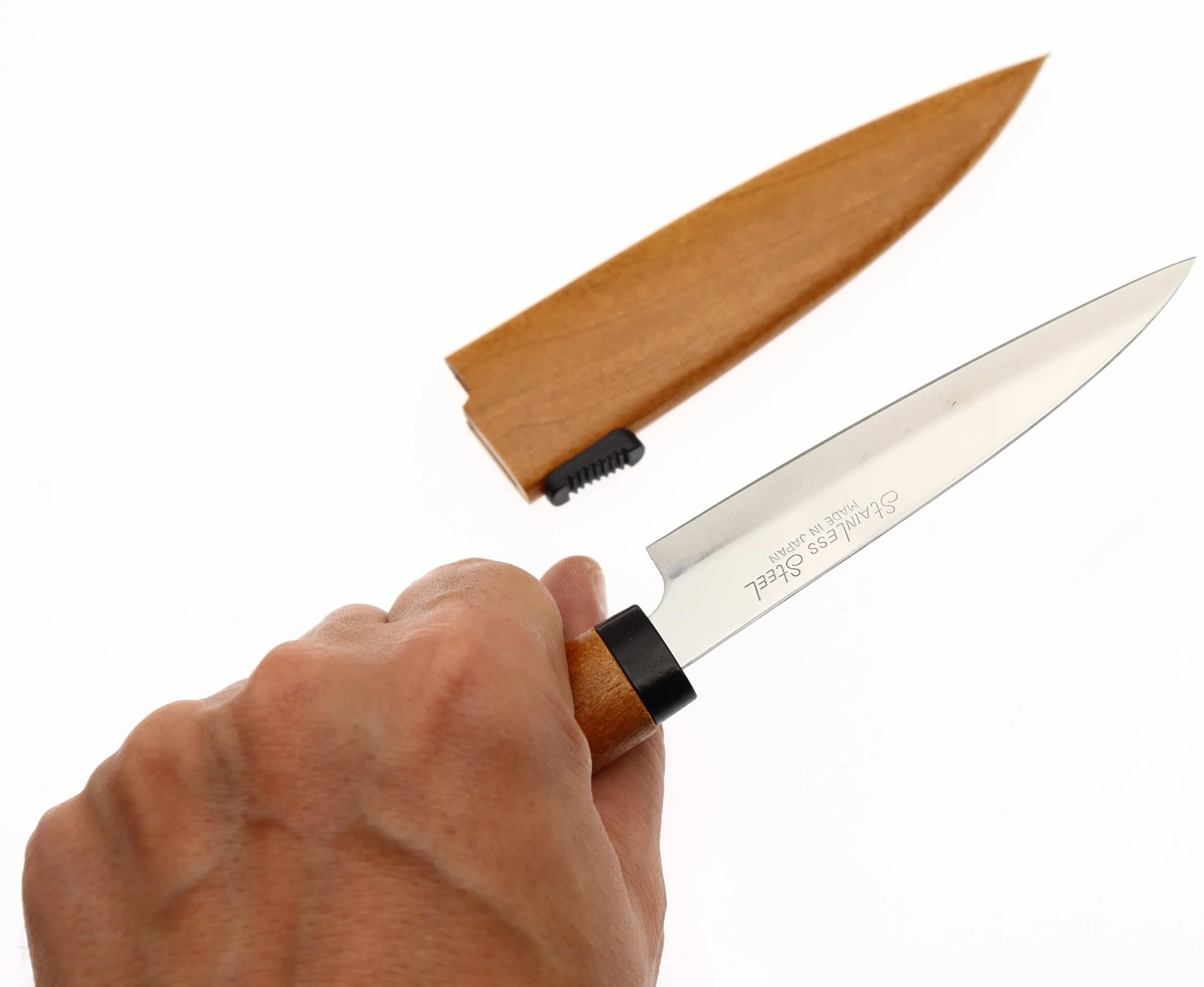 COCKTAIL7 Cuchillo Japonés Hoja 9 cm Vaina de Madera Especial Camping Picnic Cuchillo de Mesa Cuchillos Hecho en Japón