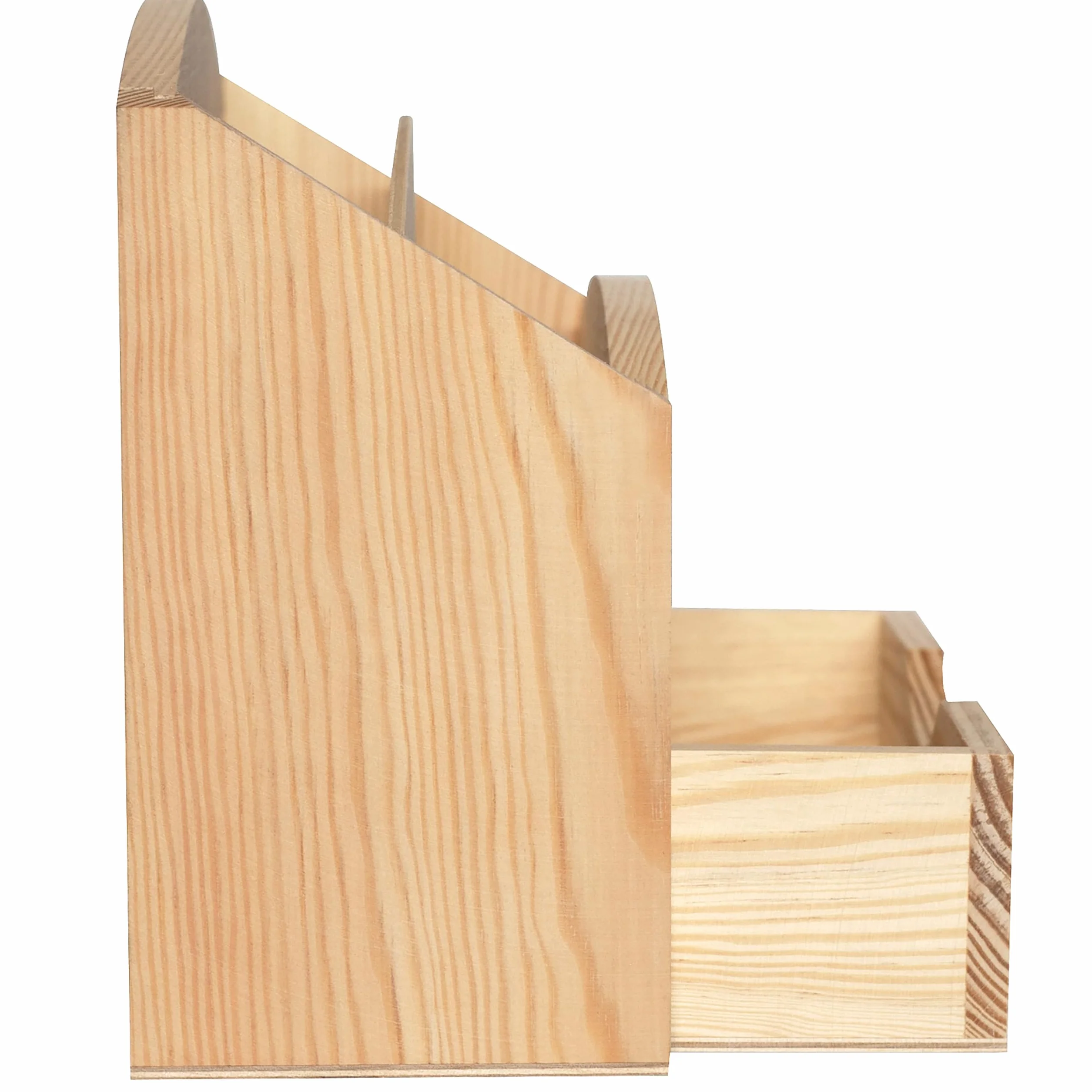 Creative Deco Organizador Escritorio Madera | 2 Compartimentos y Cajón | 25 x 10 x 20,5 cm | Clasificador Documentos Cartas Papeles | Perfecto para Decoupage y Decoración