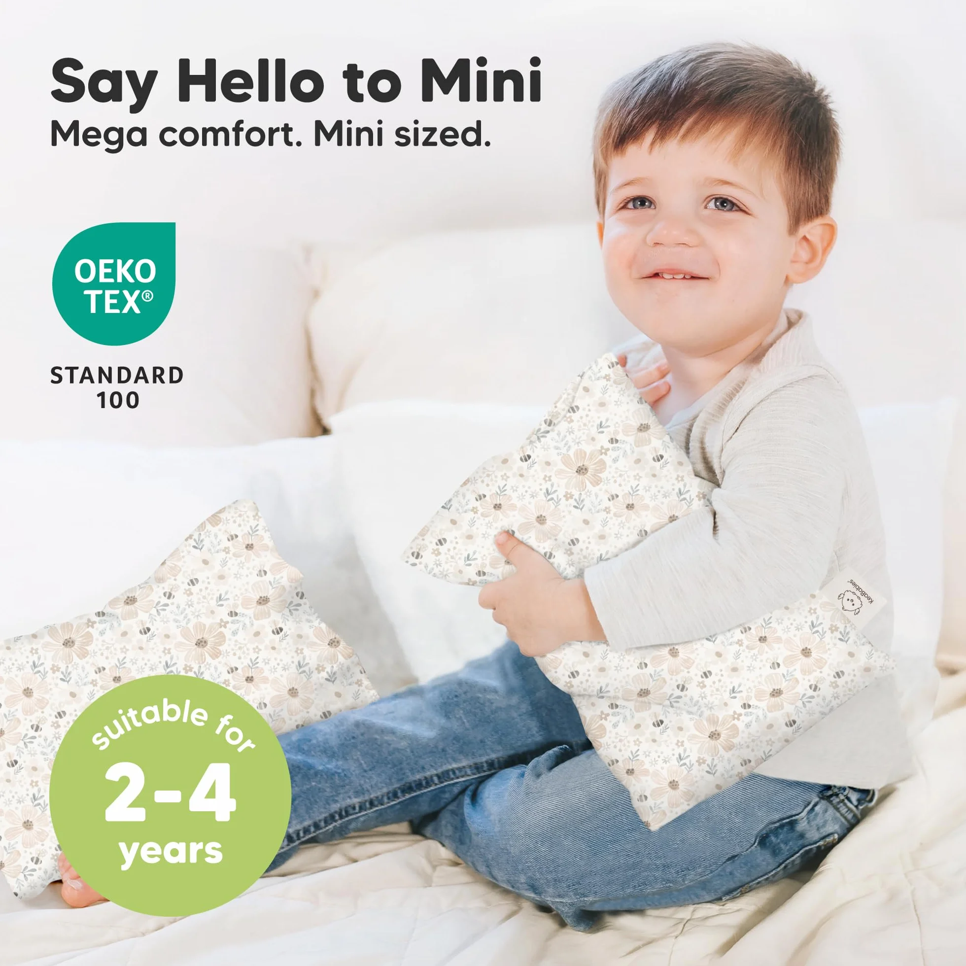 KeaBabies Mini Almohada para Niños Pequeños con Funda de Algodón Orgánico, 9 x 13 Pulgadas, Suave