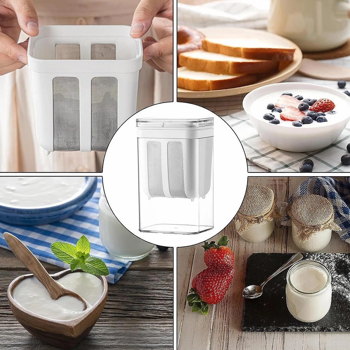 Colador de Yogur Griego Colador para Yogurtera de Malla Fina Filtro Yogur Griego 1100 ml para hacer salsa leche de nuez (Blanco)