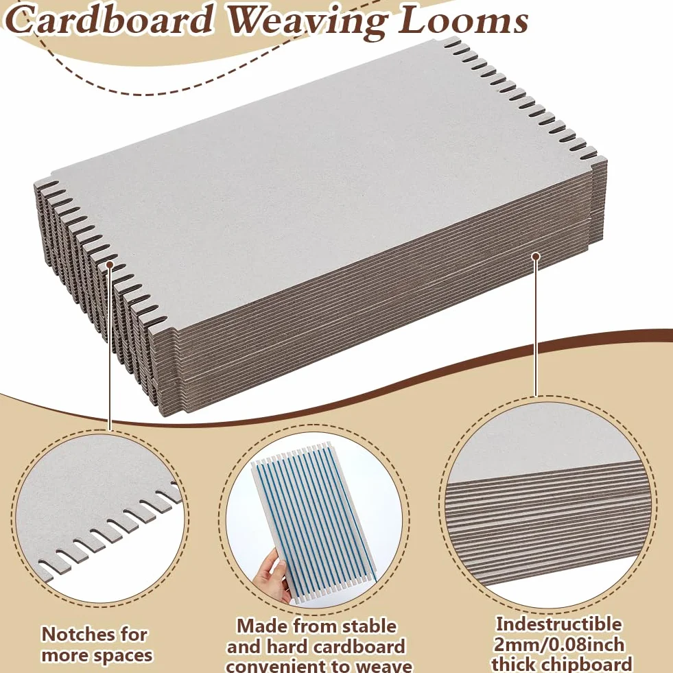 FINGERINSPIRE 24 telares de cartón de 250 x 150 x 2 mm, color gris, tablas auxiliares, herramientas de tejer rectangulares, cestas de ganchillo, joyas, manualidades, para principiantes, tejer y coser