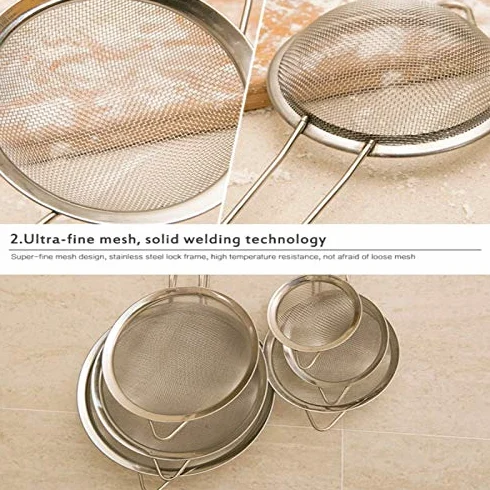 Colador de Cocina de Malla Fina de Acero Inoxidable, tamaño Grande para filtrado de Alimentos y líquidos